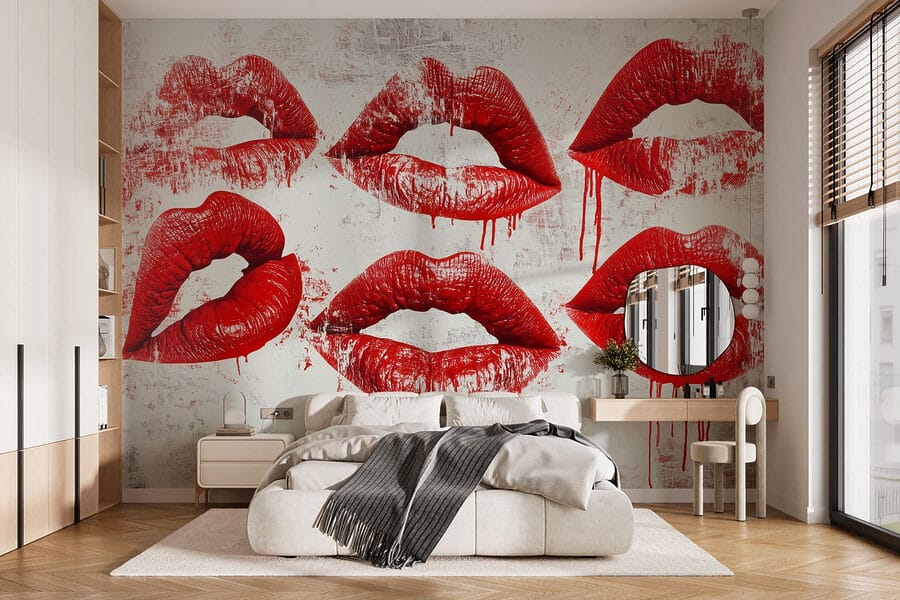 Papel de parede Grupo de lábios vermelhos com sangue a pingar - Image 2
