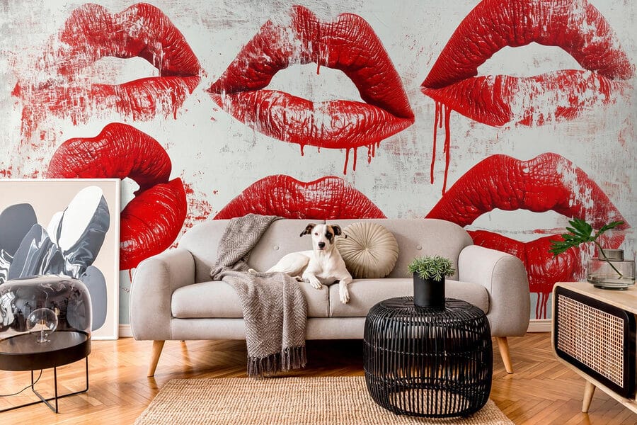 Papel de parede Grupo de lábios vermelhos com sangue a pingar - Image 3