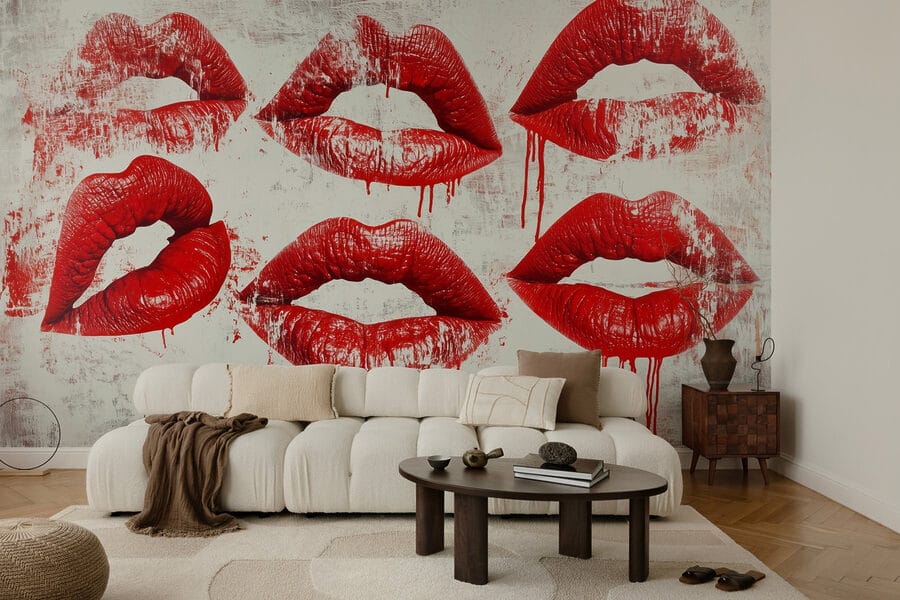 Papel de parede Grupo de lábios vermelhos com sangue a pingar - Image 4