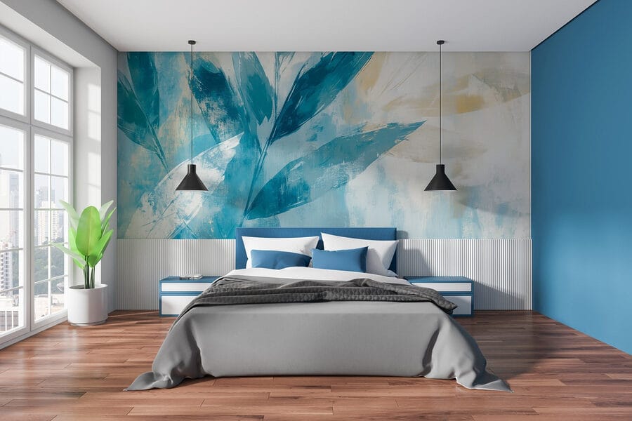 Pintura de folhas sobre um fundo branco