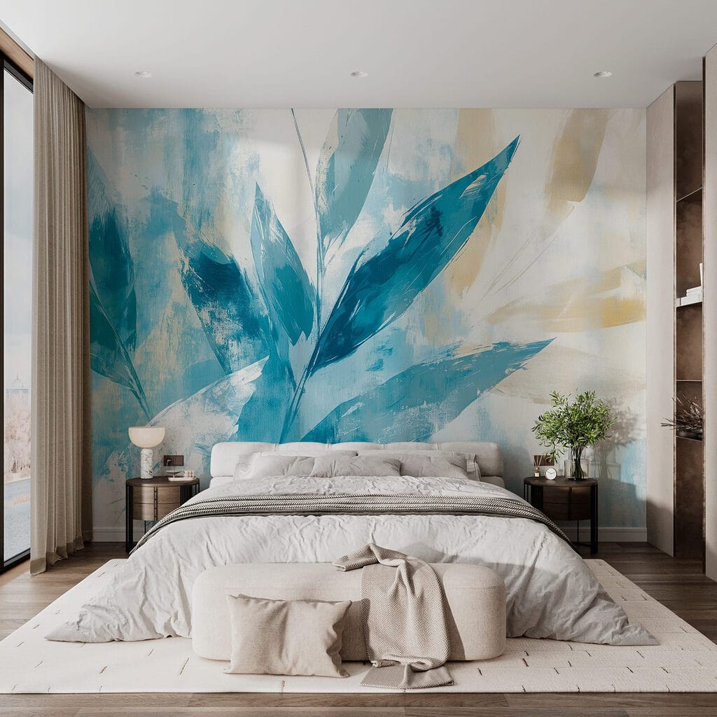 Painting of leaves on a white background