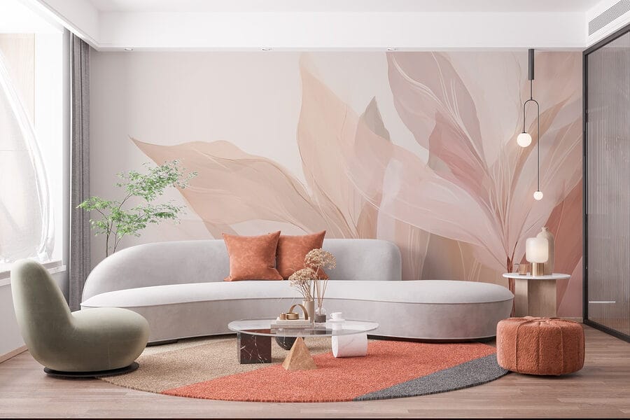 Composições sonhadoras de folhas em tons pastel.