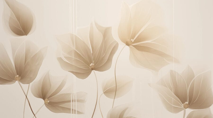Folhas delicadas em tons suaves