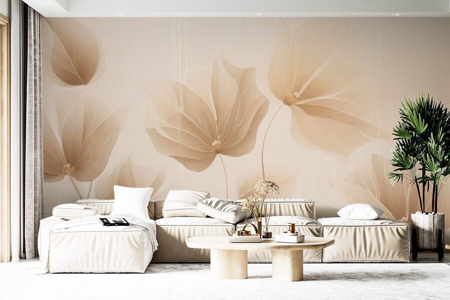 Folhas delicadas em tons suaves