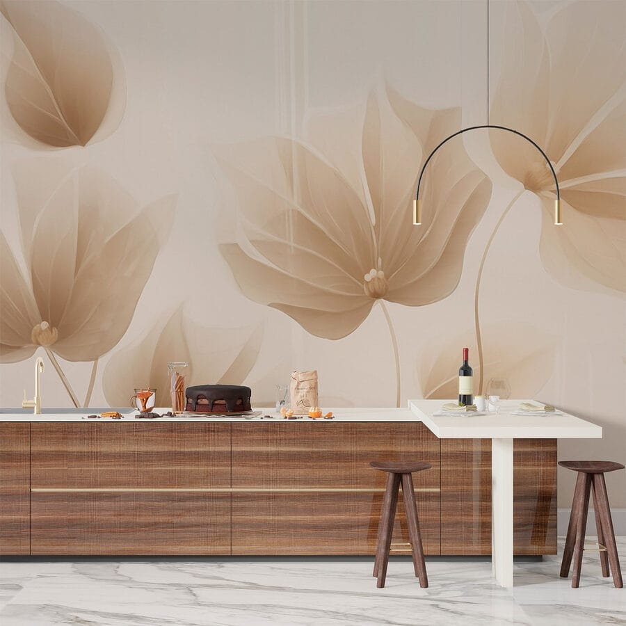Folhas delicadas em tons suaves