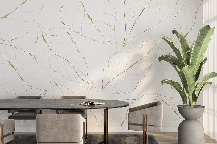 Padrão de folhas sobre um fundo branco
