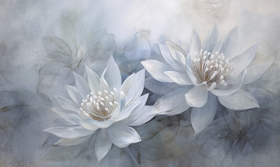 Pintura de flores brancas