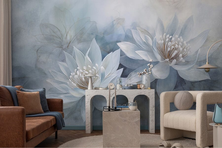 Pintura de flores brancas