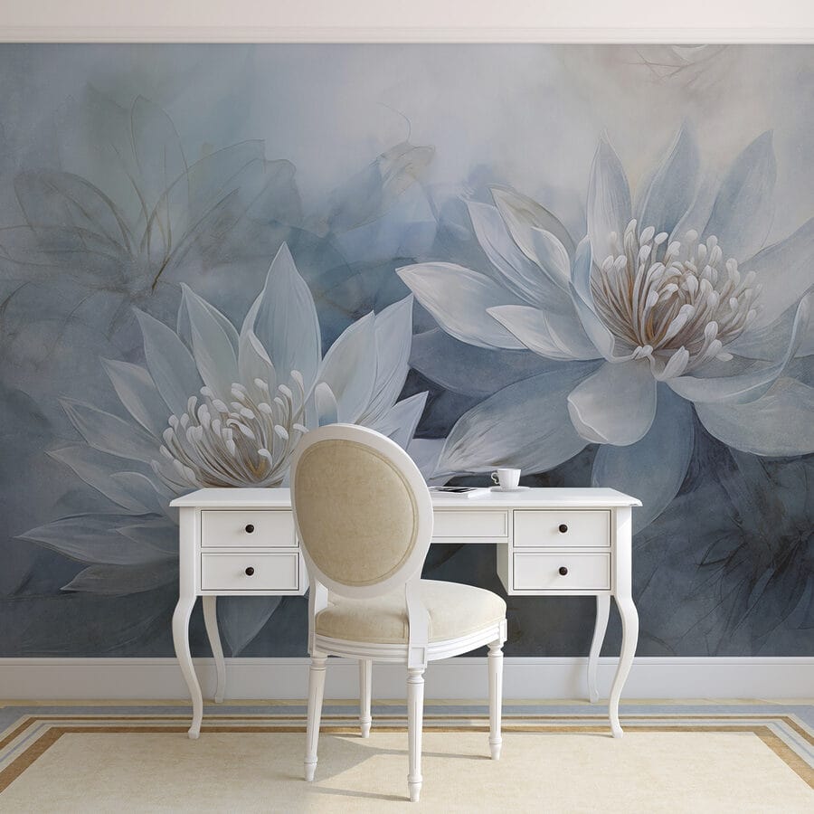 Pintura de flores brancas