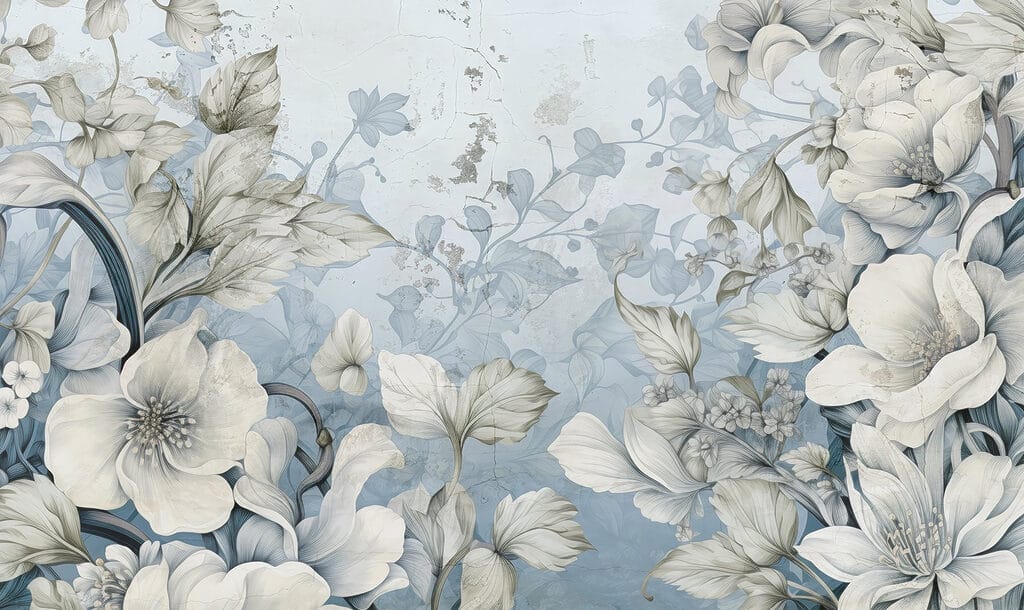 Papel de parede com flores e folhas Papel de parede com flores e folhas