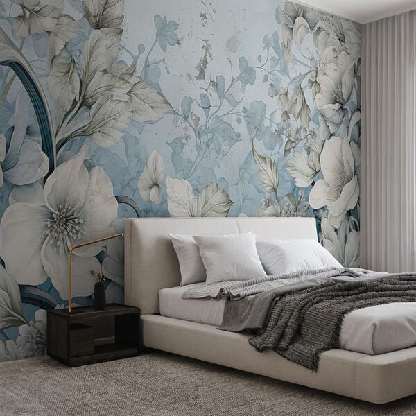 Papel de parede com flores e folhas Papel de parede com flores e folhas