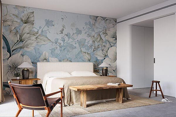 Papel de parede com flores e folhas Papel de parede com flores e folhas