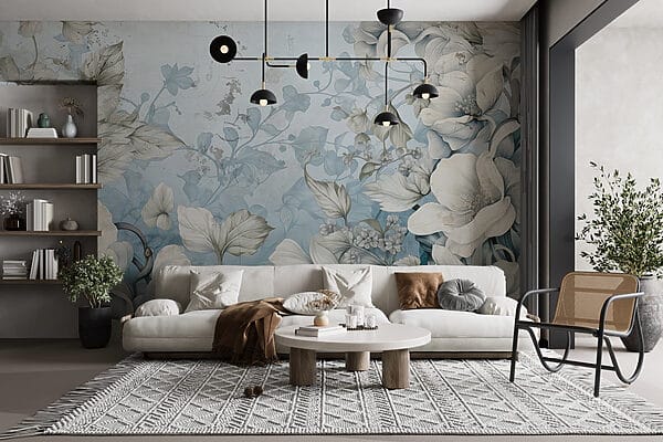 Papel de parede com flores e folhas Papel de parede com flores e folhas