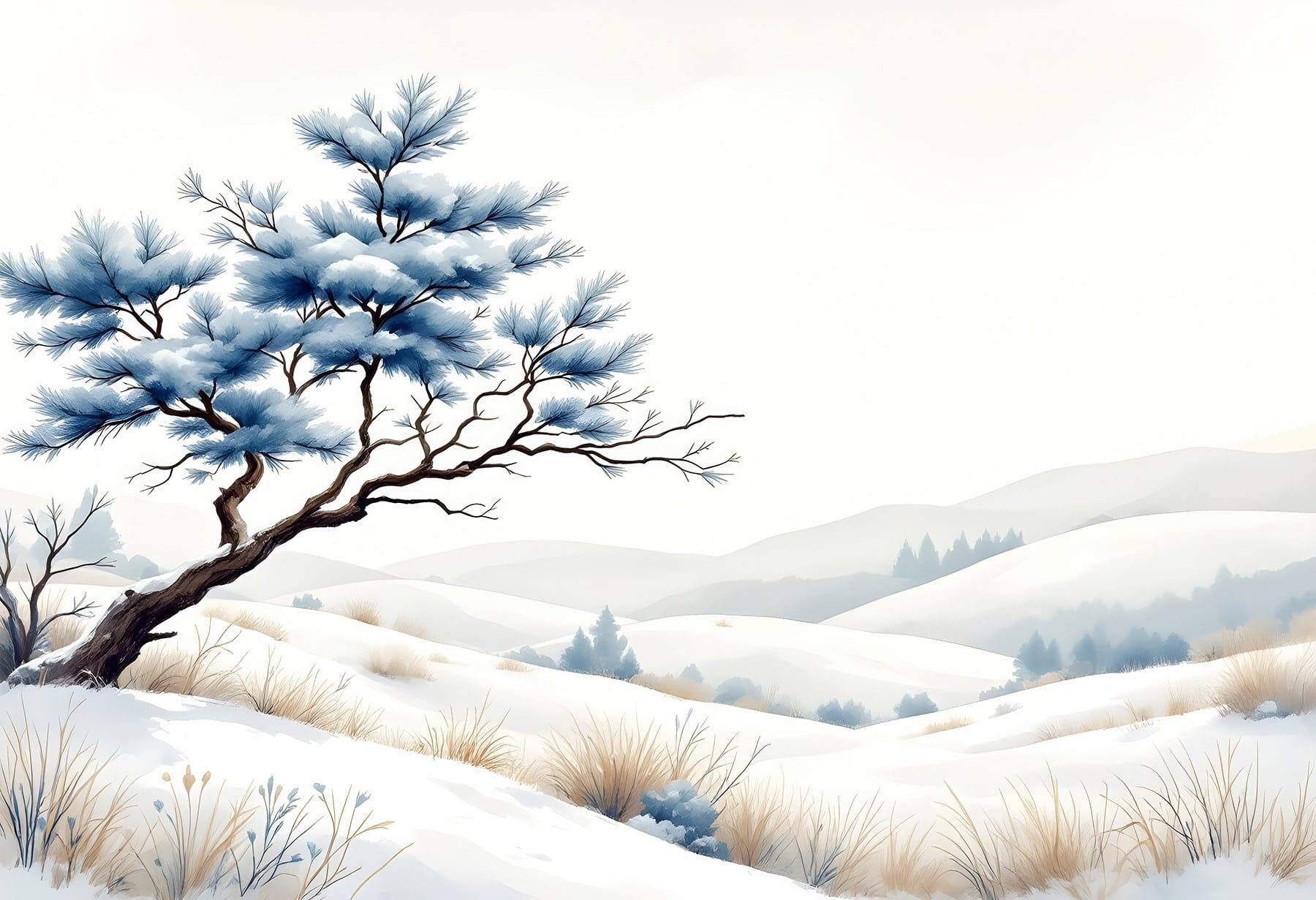 Tree in a snowy landscape