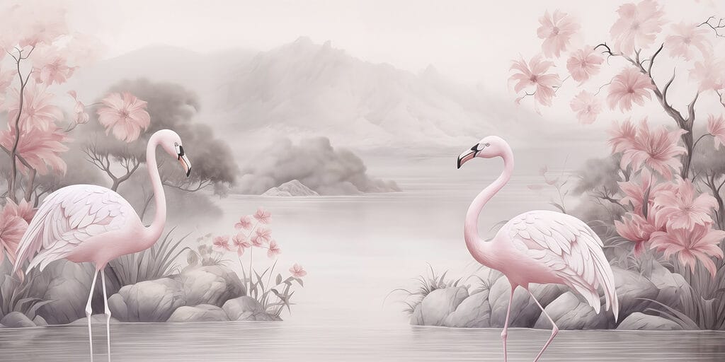 Flamingos num lago Flamingos num lago