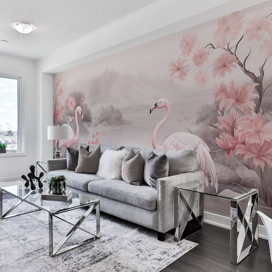 Flamingos num lago
