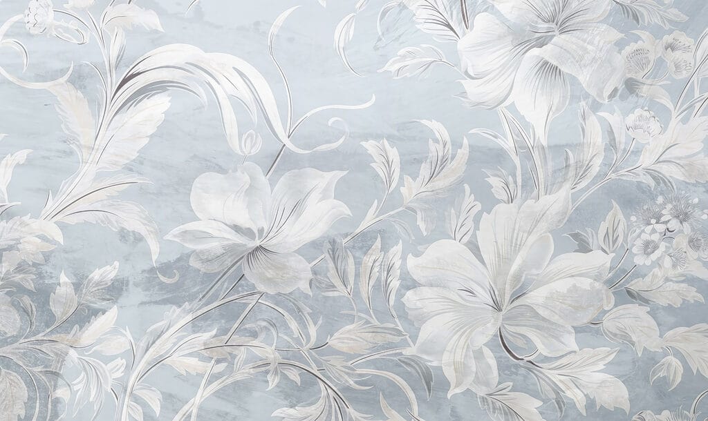 Padrão floral branco e cinzento Padrão floral branco e cinzento