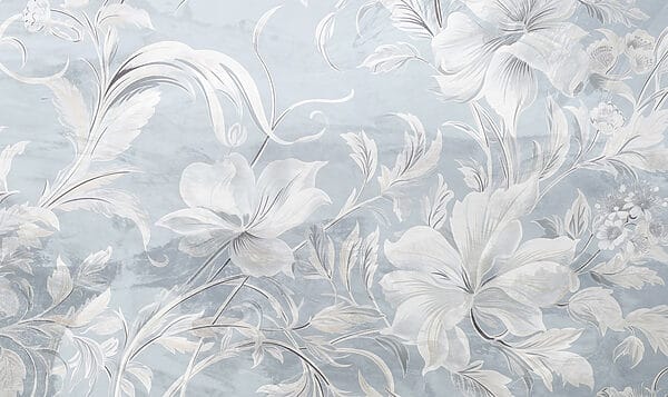 Padrão floral branco e cinzento Padrão floral branco e cinzento