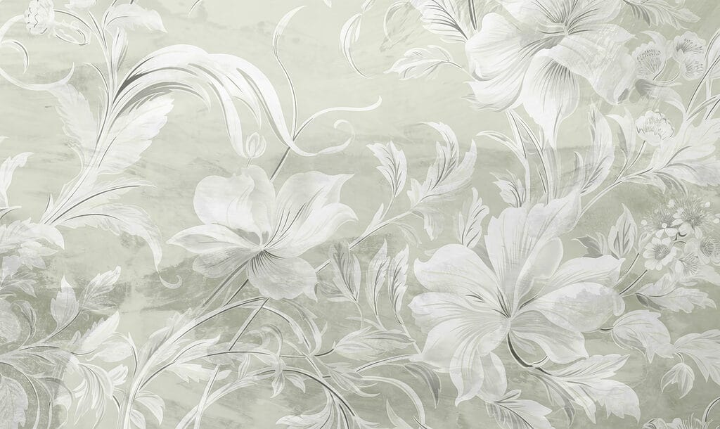 Padrão floral branco numa parede Padrão floral branco numa parede