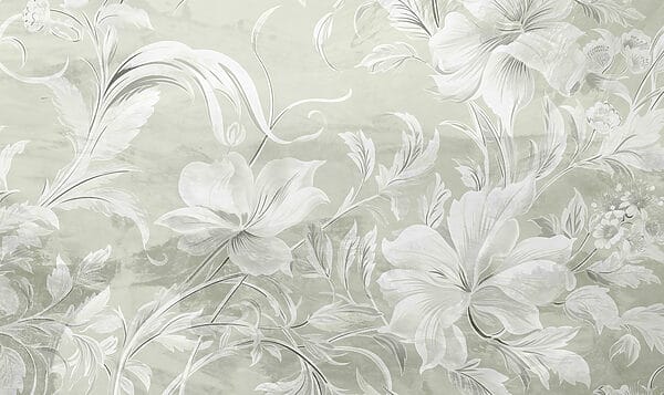 Padrão floral branco numa parede Padrão floral branco numa parede