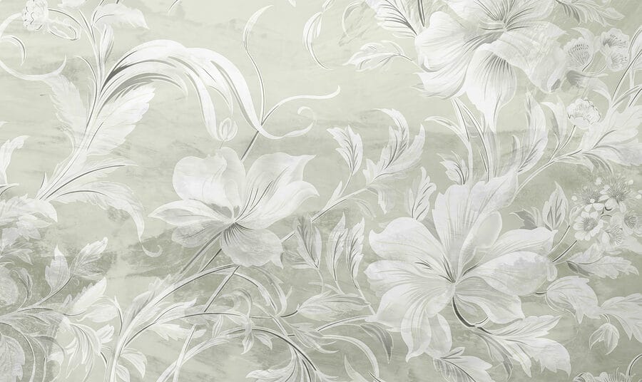 Papel de parede Padrão floral branco numa parede - Image 4