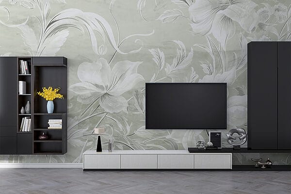 Padrão floral branco numa parede Padrão floral branco numa parede