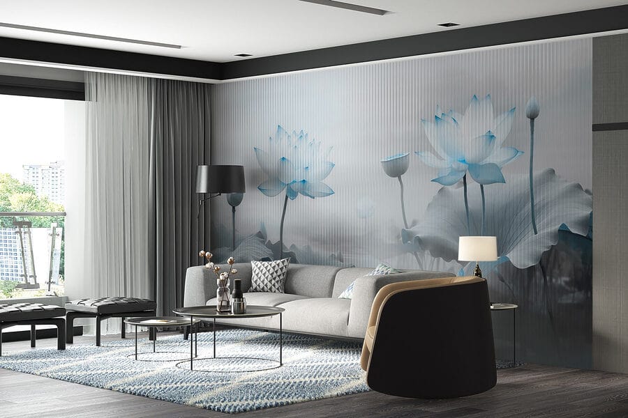 Pintura de flores e folhas