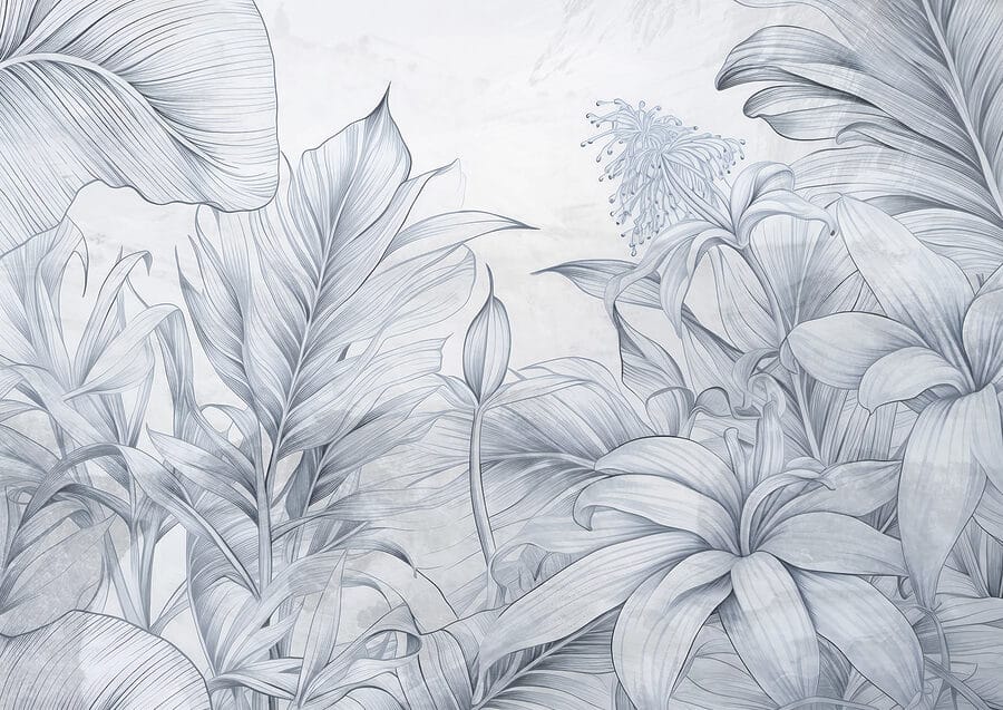 Desenho de folhas e flores