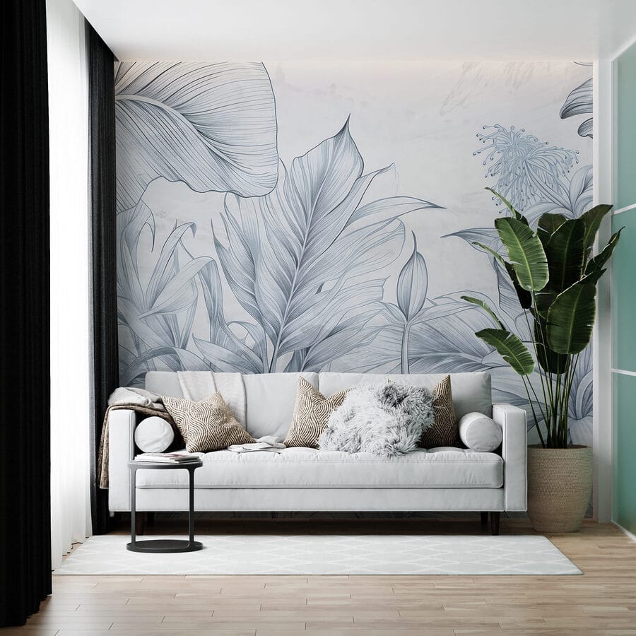 Desenho de folhas e flores