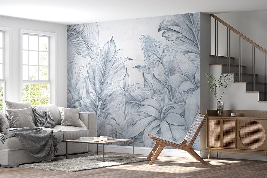 Desenho de folhas e flores