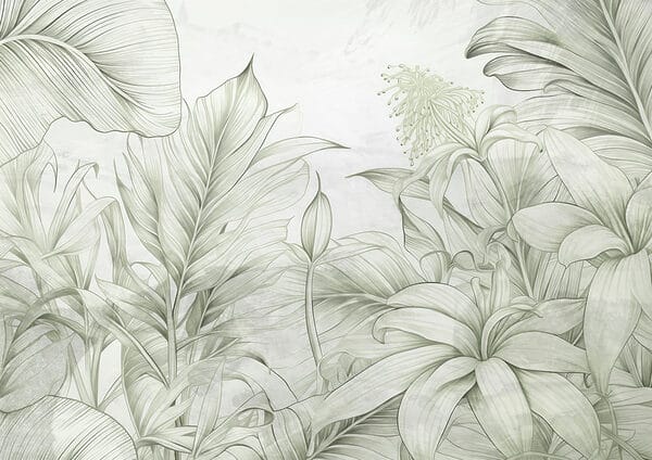 Soft greens in delicate botanical design