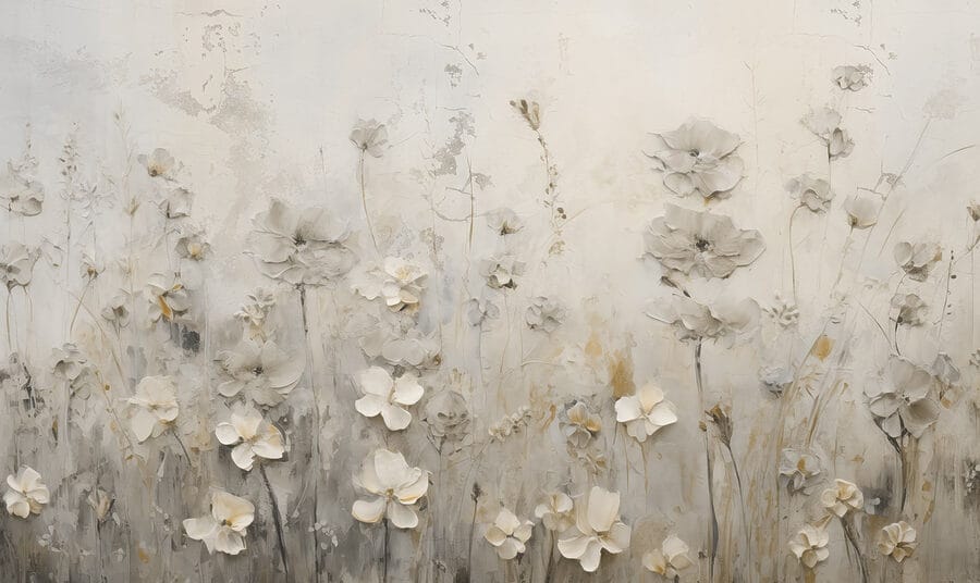 Pintura de flores numa parede