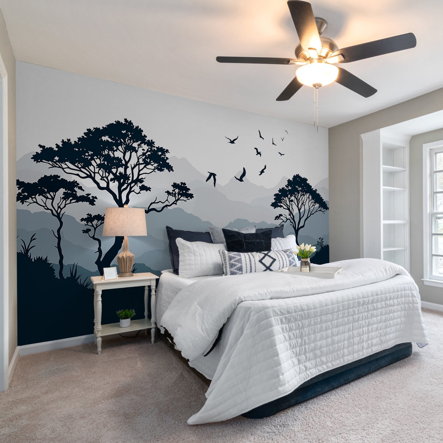 Birds flying over a mountain range Birds flying over a mountain range