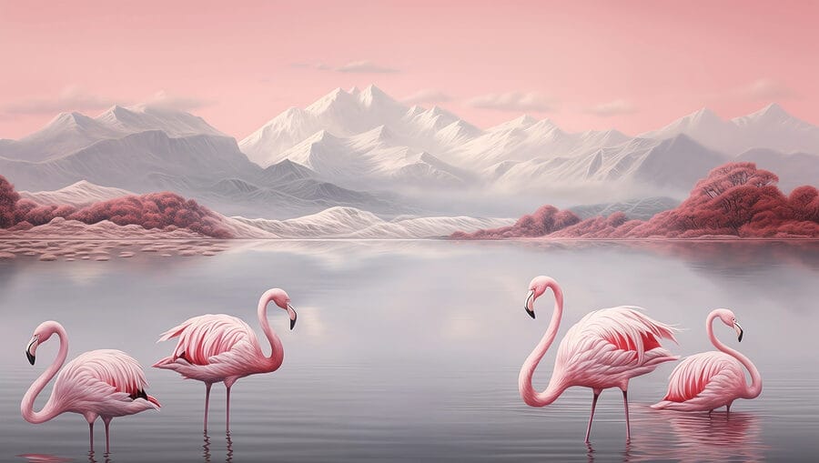 Dois flamingos de pé na água