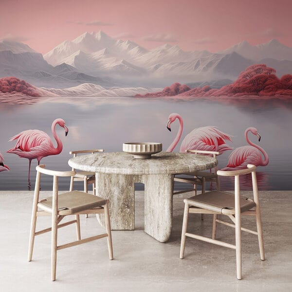 Dois flamingos de pé na água Dois flamingos de pé na água