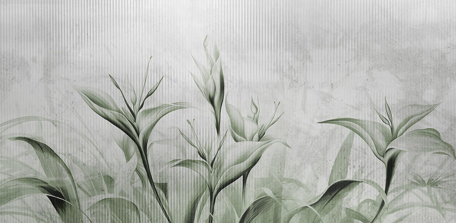 Folhagem verde elegante num fundo suave