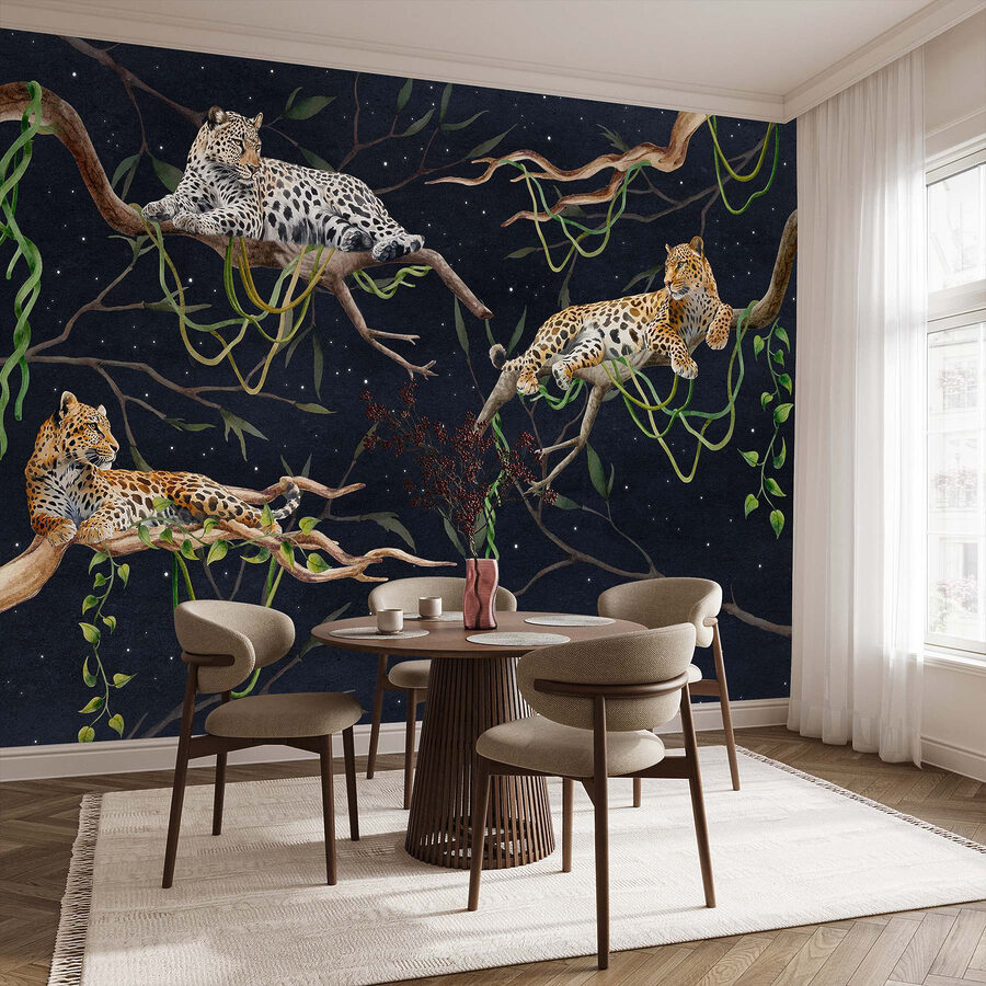 Papel de parede Grupo de leopardos deitados em ramos - Image 2