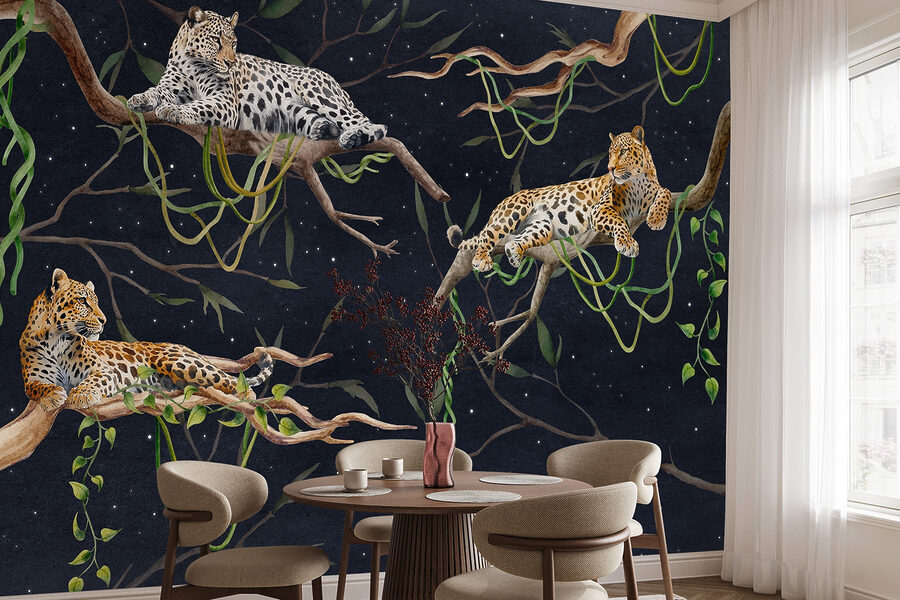Papel de parede Grupo de leopardos deitados em ramos - Image 3