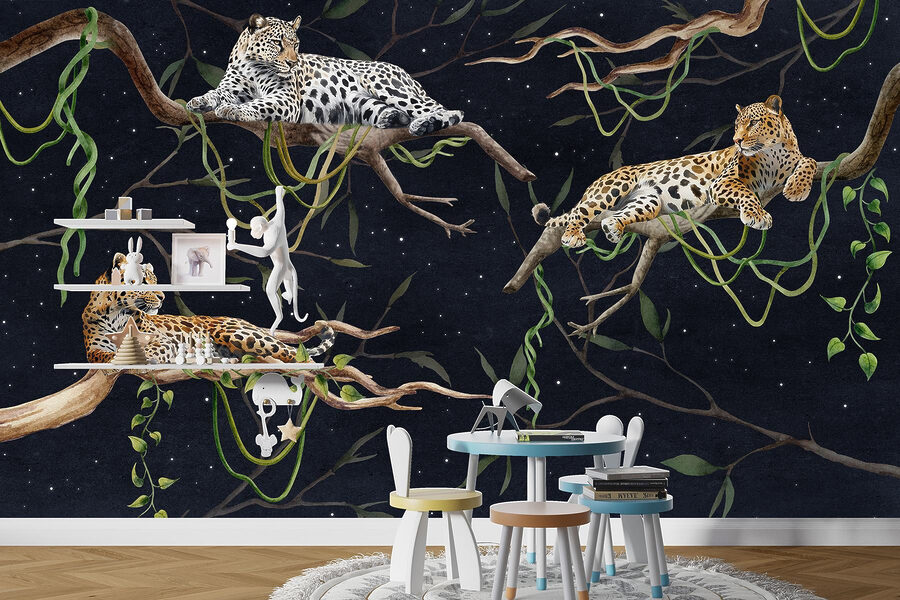 Papel de parede Grupo de leopardos deitados em ramos - Image 5