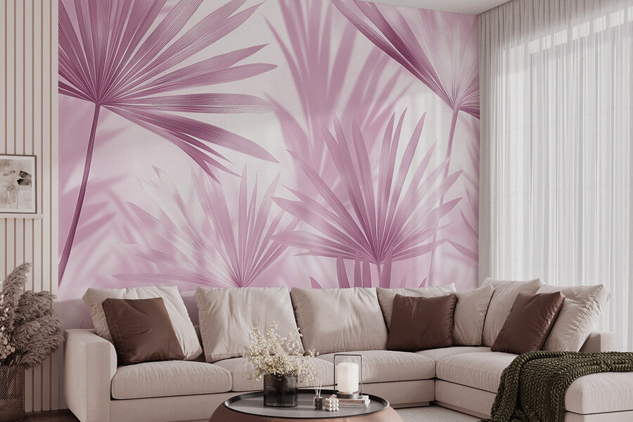 Folhas suaves em tons pastel que criam sombras suaves.