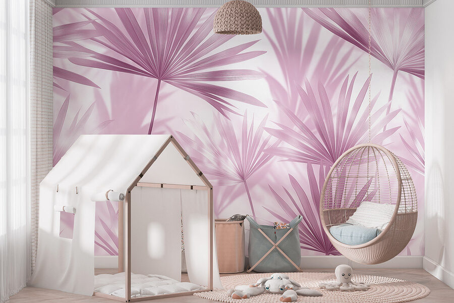 Folhas suaves em tons pastel que criam sombras suaves.