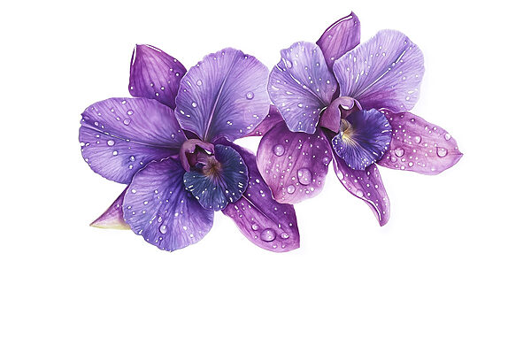 Flores roxas com gotas de água Flores roxas com gotas de água