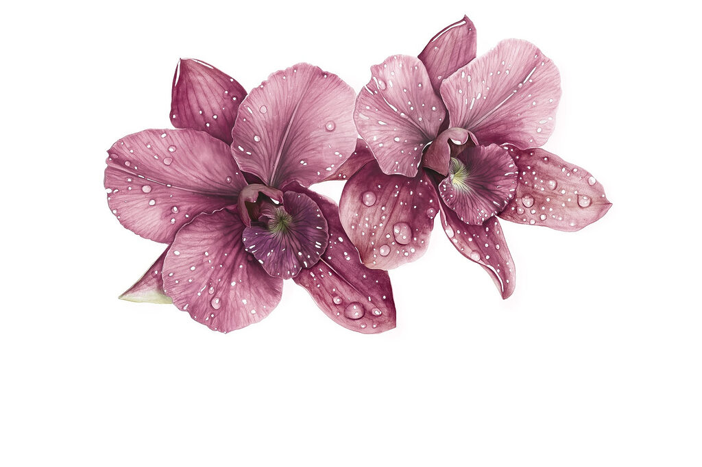 Flores delicadas adornadas com gotas Flores delicadas adornadas com gotas