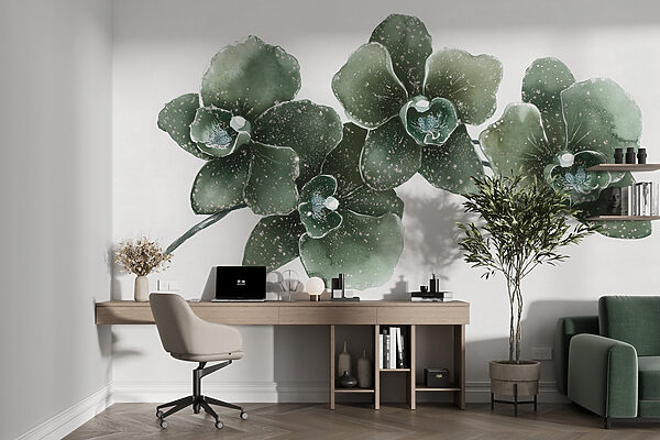 Três elegantes orquídeas em harmonia Três elegantes orquídeas em harmonia