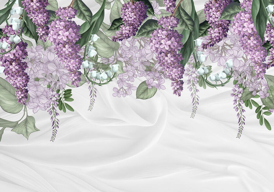 Papel de parede Flores de lavanda num fundo de tecido macio - Image 6