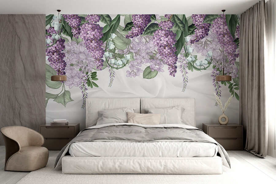 Papel de parede Flores de lavanda num fundo de tecido macio - Image 3