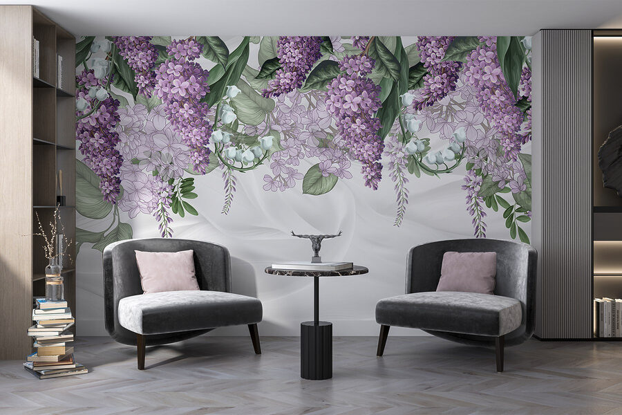 Papel de parede Flores de lavanda num fundo de tecido macio - Image 4