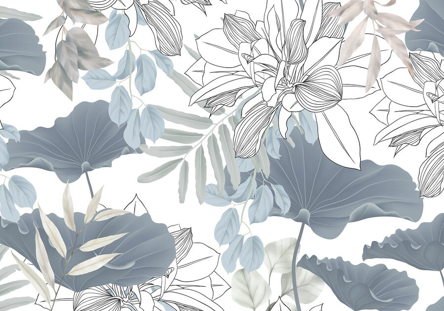 Padrão floral com folhas e flores Padrão floral com folhas e flores