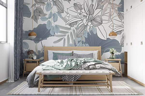 Padrão floral com folhas e flores Padrão floral com folhas e flores