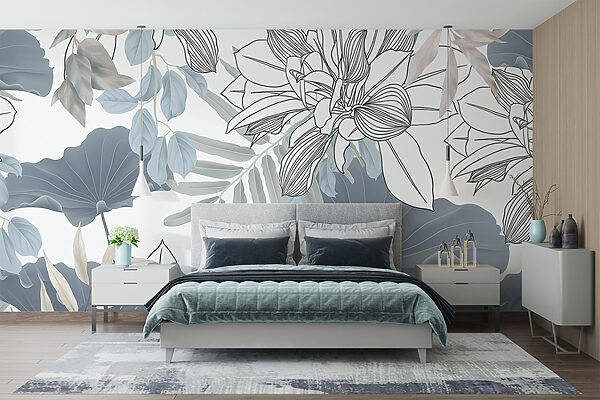Padrão floral com folhas e flores Padrão floral com folhas e flores